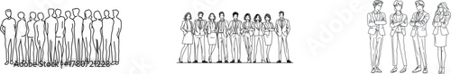 Fotografía The illustration features a continuous line drawing of business people, includin