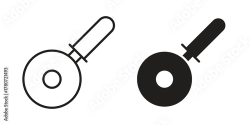 Pizza Slicer icon silhouette vector designs. Editable Strokes