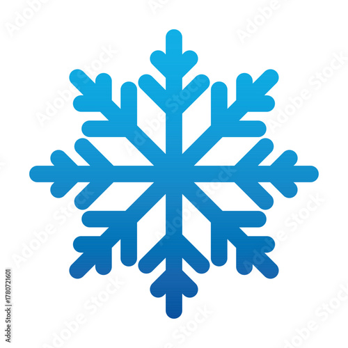 Simple single Snowflake icon sign symbol vector illustration isolated on white background. Christmas icon. Abstract snow logo frost cold weather. Winter precipitation. Flat blue snowflake symbol EPS.