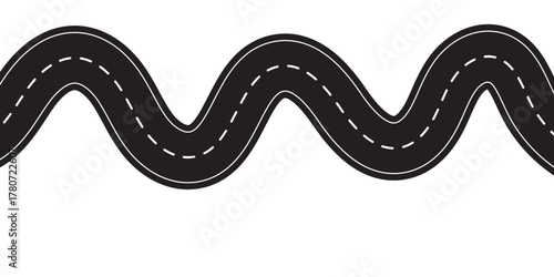 Vector Roads and Paths | Wavy Curved Highways, Horizontal Asphalt Templates | Road Signs & Perspective Illustration
