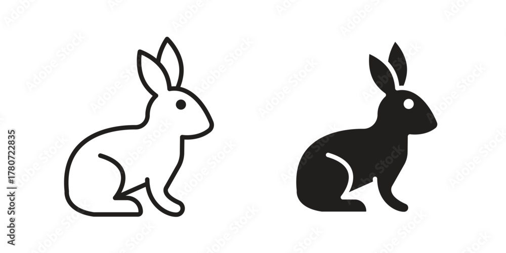 Obraz premium Rabbit icon silhouette vector designs. Editable Strokes