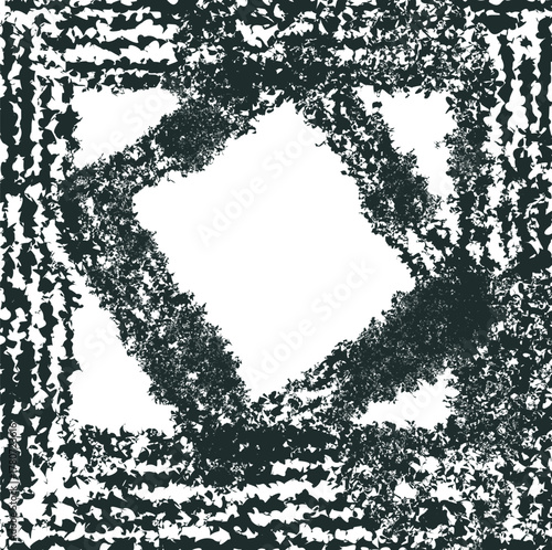 A distorted, noisy texture in the form of a slanted, dense frame with thick walls.