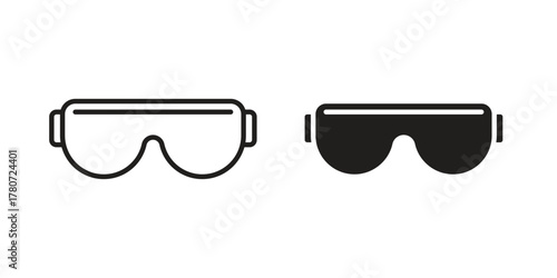 Safety goggles icon silhouette vector designs. Editable Strokes