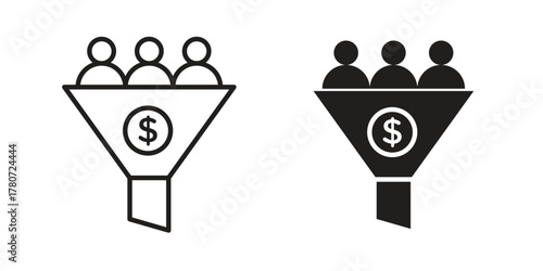 Sales funnel icon silhouette vector designs. Editable Strokes