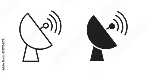 Satellite dish icon silhouette vector designs. Editable Strokes