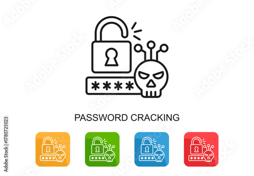 Password Cracking Icon Multi Color Vector Illustration
