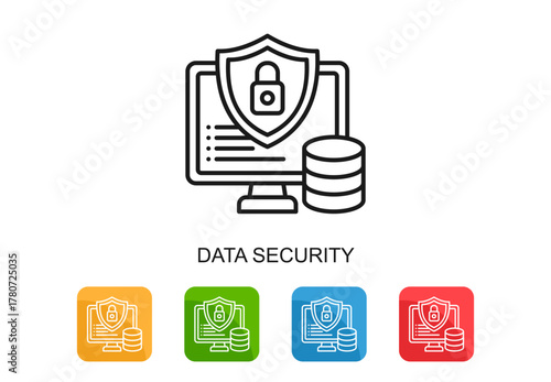 Data Security Icon Multi Color Vector Illustration