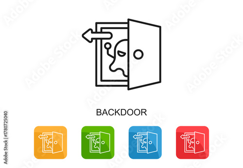 Backdoor Icon Multi Color Vector Illustration