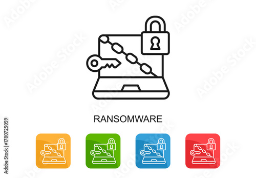 Ransomware Icon Multi Color Vector Illustration