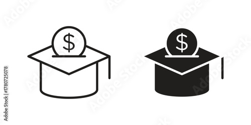 Scholarship fund icon silhouette vector designs. Editable Strokes