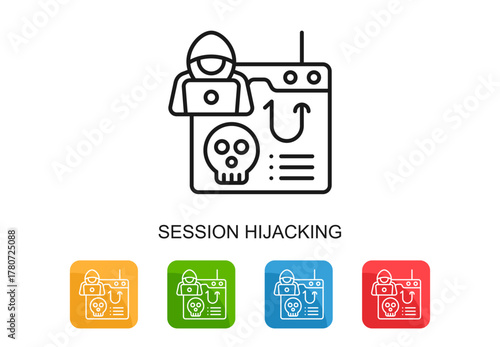 Session Hijacking Icon Multi Color Vector Illustration