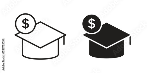 Scholarship icon silhouette vector designs. Editable Strokes