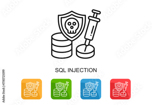 Sql Injection Icon Multi Color Vector Illustration