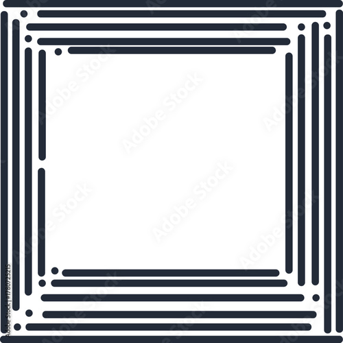 A frame in the form of parallel stripes and dots along the edges.