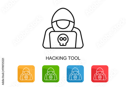 Hacking Tool Icon Multi Color Vector Illustration