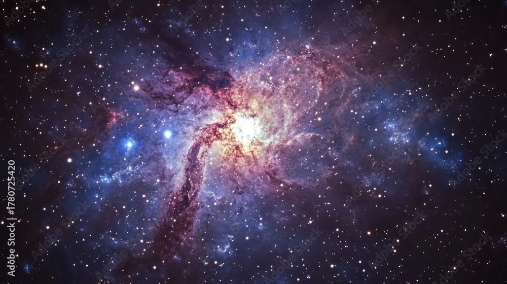 Obraz premium Colorful nebula in deep space with vibrant colors and numerous stars.