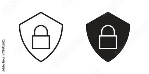 Shield lock icon silhouette vector designs. Editable Strokes