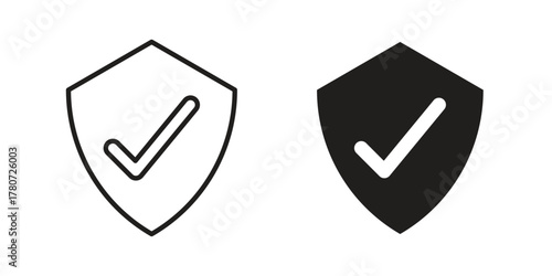 Shield check mark icon silhouette vector designs. Editable Strokes