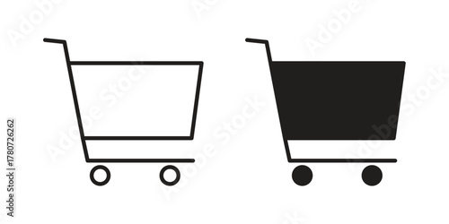 Shopping trolley icon silhouette vector designs. Editable Strokes