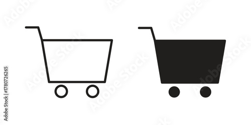 Shopping cart icon silhouette vector designs. Editable Strokes