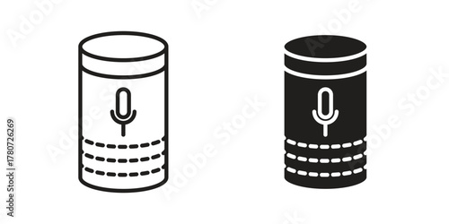 Smart speaker icon silhouette vector designs. Editable Strokes
