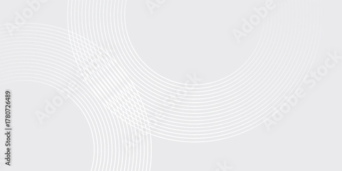 Abstract white glowing geometric lines on gray background. Modern shiny blue circle lines pattern. vector eps10