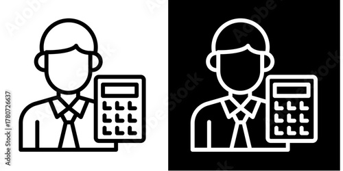 Accountant Icon Set White Style Collection