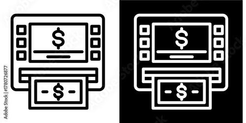 Atm Icon Set White Style Collection