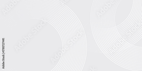 Abstract white glowing geometric lines on gray background. Modern shiny blue circle lines pattern. vector eps10