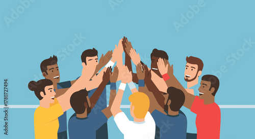 Diverse Team HighFive Collaboration and Unity in Action.