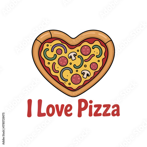 Heart love pizza vector illustration design
