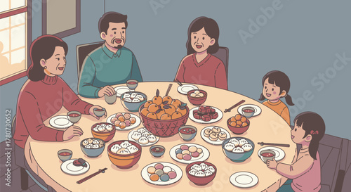 Family Dinner A Warm Gathering Around the Table.