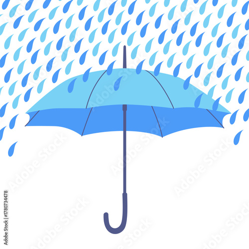 Vector background for text with an umbrella protecting from pouring rain