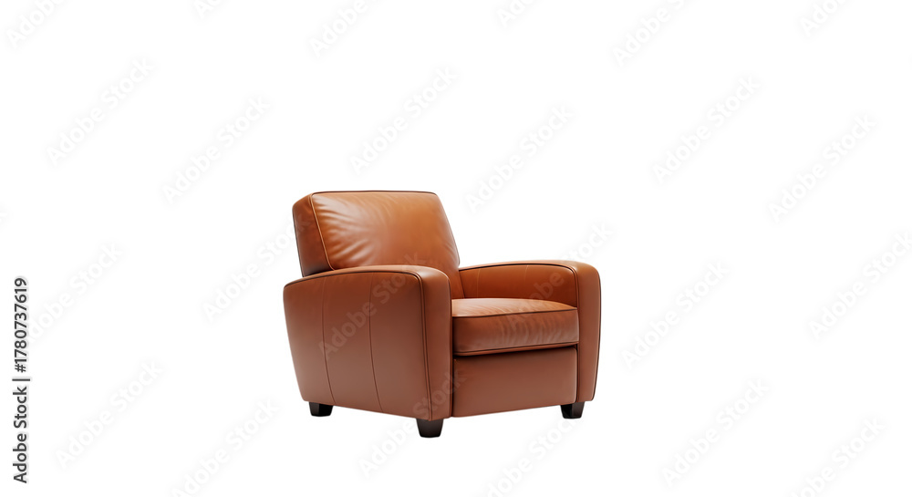 Fototapeta premium Relax in Style with this Luxurious Leather Armchair, Perfect for a Cozy Living Room or Sophisticated Office Lounge, Offering Comfort and Classic Design