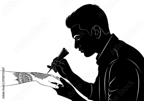 Man creating tattoo design on paper with precision and skill