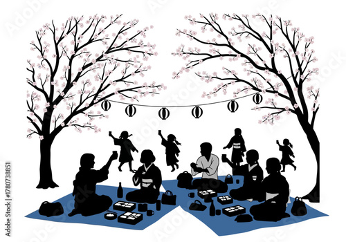 Sakura Picnic Scene A Celebration Under Cherry Blossoms with Friends and Family