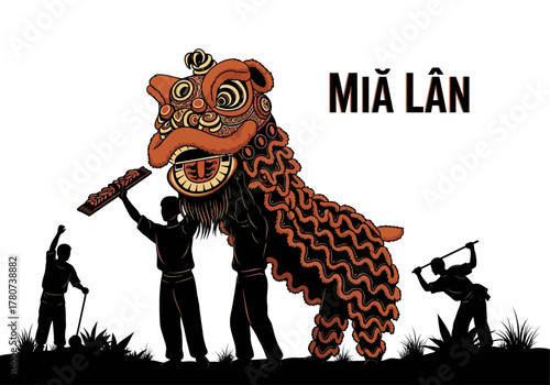 Vibrant Lion Dance Performance Capturing the Spirit of Vietnamese Culture, a Festive Icon