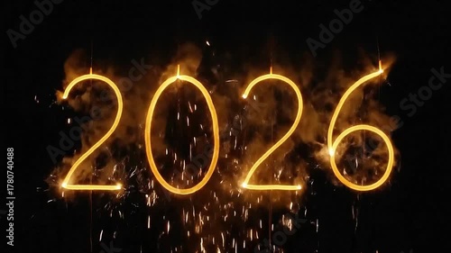 Sparkling 2026 - A Bright New Year Celebration with Fireworks.