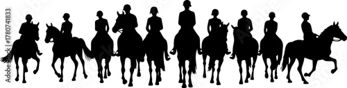 Horse Riders Silhouette Parade