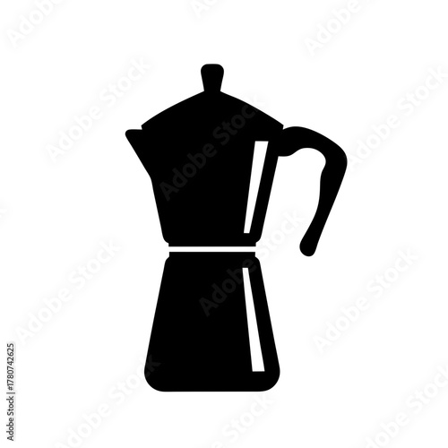 Silhouette of a classic moka pot coffee maker, a stovetop espresso maker
