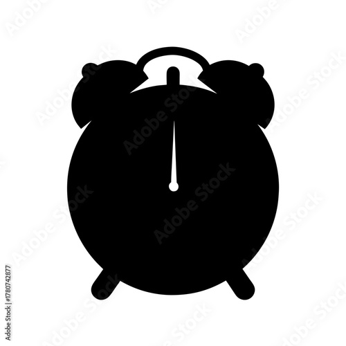 A black silhouette of an alarm clock, isolated on a, representing time and punctuality