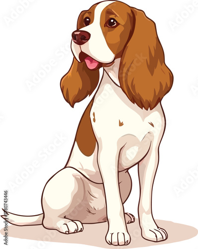 Cute cartoon a illustrator vector Brittany spaniel