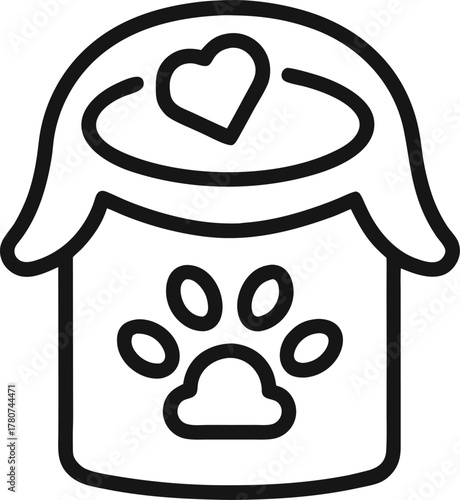 Dog food outline  icon vector on white background 