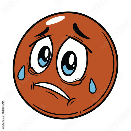 Crying Smiley Face Sticker With Large Watery Eyes Cute Cartoon