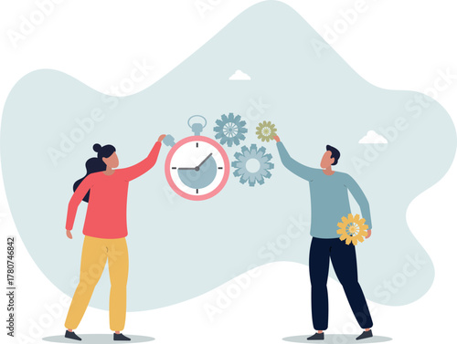 Efficiency or productivity, manage resources and time to optimize best work result, increase performance with effective process.life and employment of people.