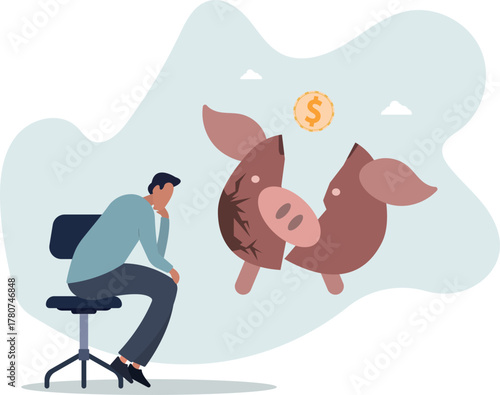 Debt and loan problem, financial mistake, poverty or bankruptcy concept.about a man and his life.