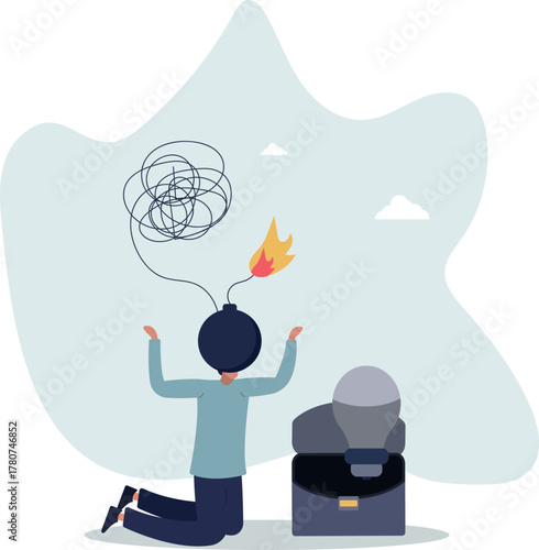 Anxiety, stressed or anger emotion, mental problem or depression, exhaustion or overworked concept.life and employment of people.