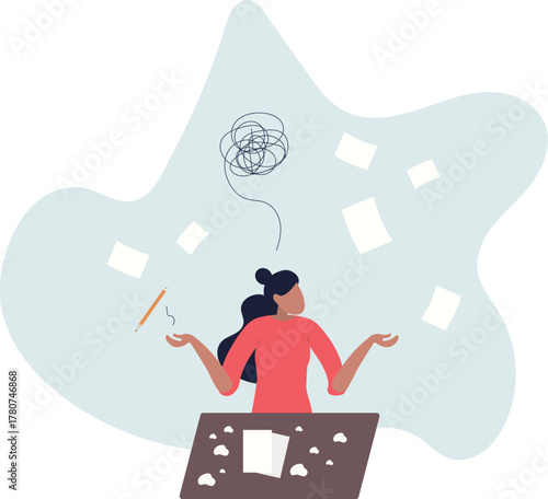 Stressed or anxiety from overload work, fatigue, burnout or exhausted from business problem, no idea concept.about a man and his life.