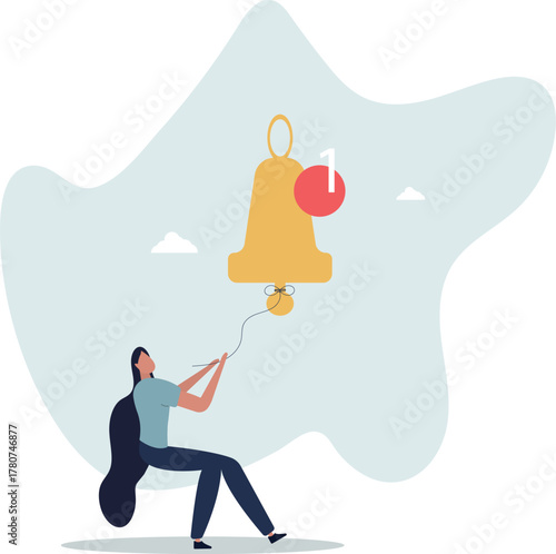 Ring subscription bell to get reminder for new social media content.life and employment of people.