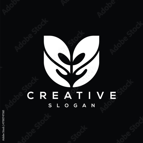 Modern Green Leaf Technology eco icon plant brand badge image Pro Vector